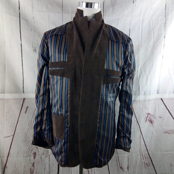 Johnston & Murphy Size L Polyester Blend 3 Btn Brown Pinstripe Blazer Sport Coat - Picture 9 of 12